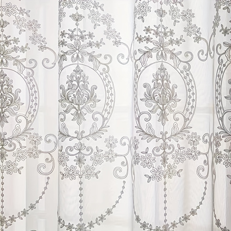 Home Office Inspiration - Tenda Trasparente Ricamata Bianca con Motivo