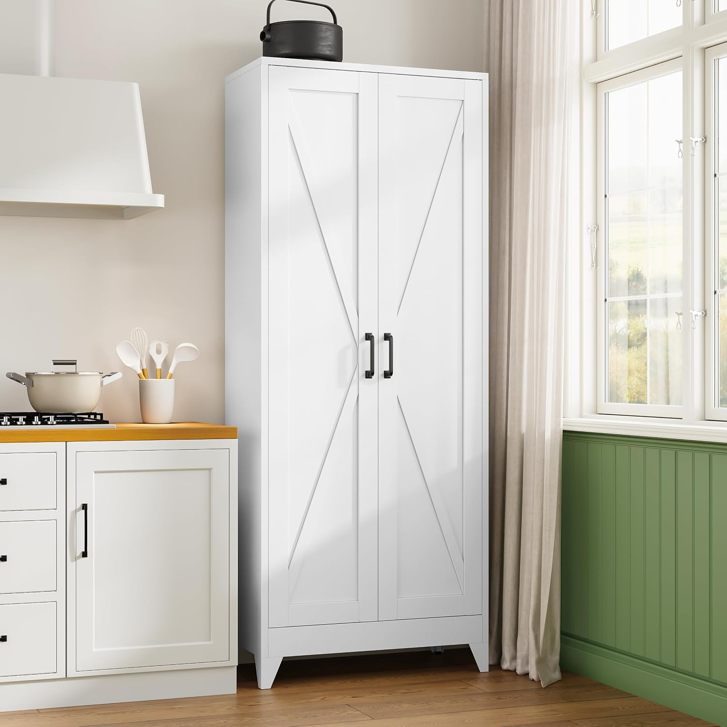 Home Office Kitchen - Armadio Alto in Metallo per Stoccaggio,