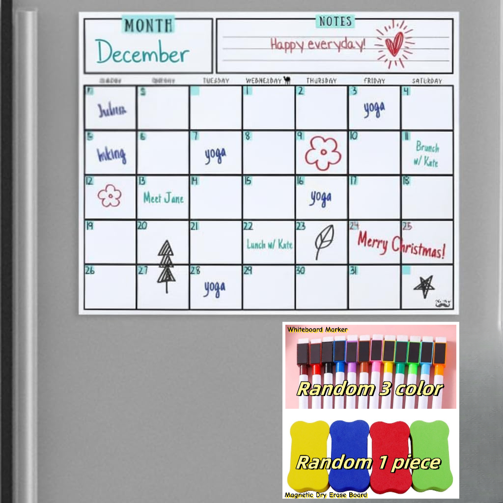 Magnetic Calendar Board - Calendario Magnetico Cancellabile a Secco, 14,7