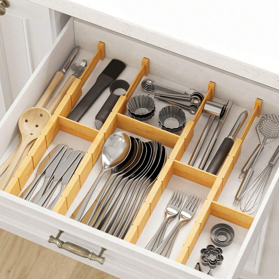 Home Office Kitchen - Divisori per cassetti in bambù con