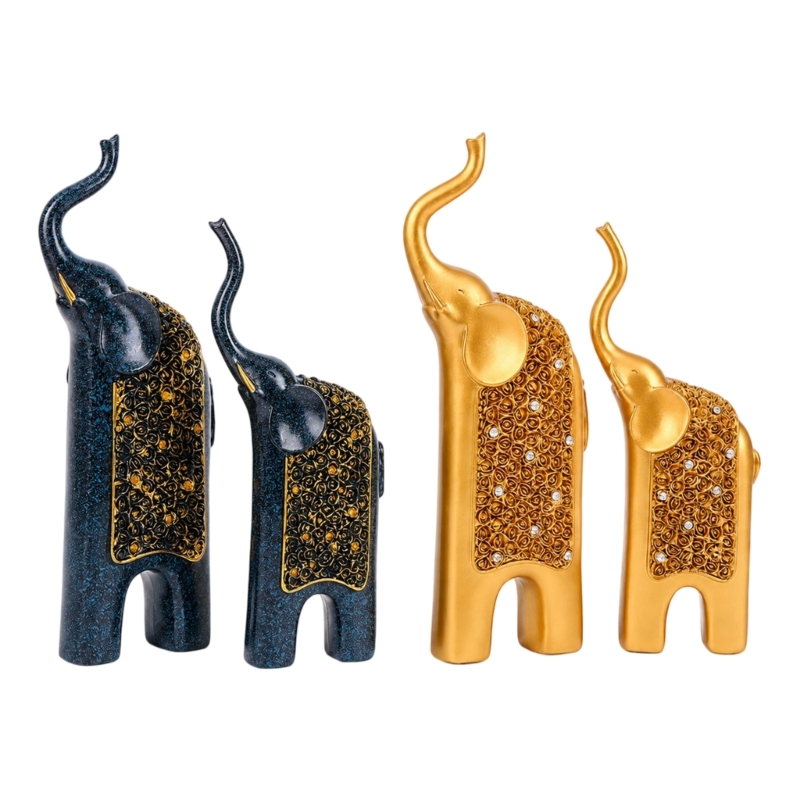 Home Office With Two Desks - Due figurine elefanti presentazione equilibrata scaffali