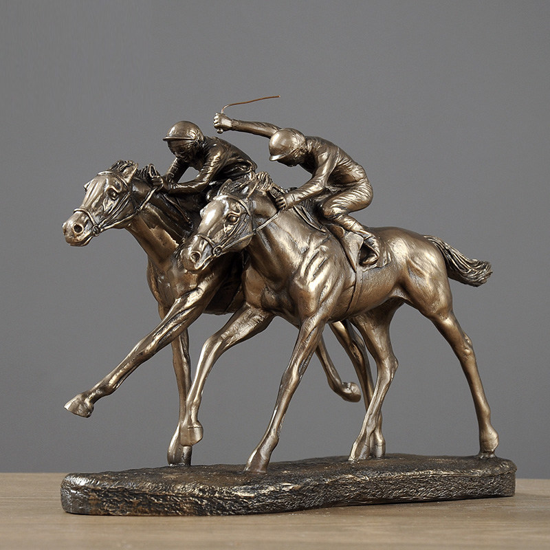 Home Office With Two Desks - Statua di Due Cavaliere in Resina