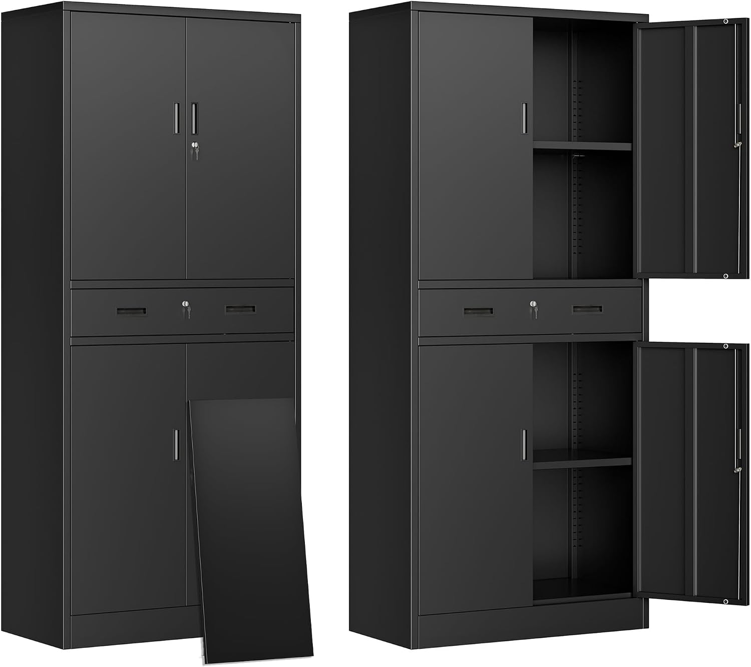 Home Office Kitchen - Armadio Alto in Metallo con Cassetto,
