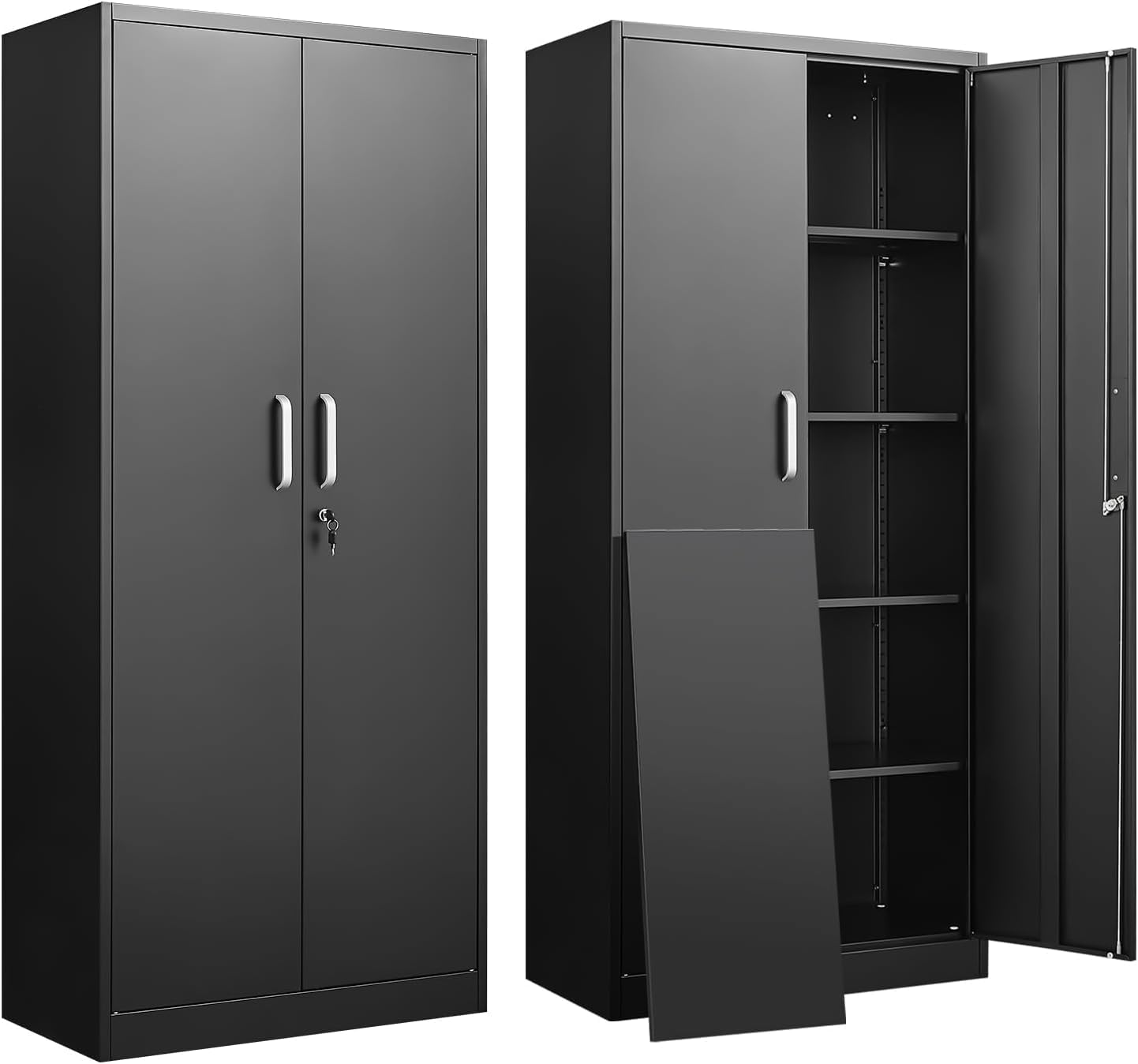 Home Office Kitchen - Armadio Metallico con Ripiani Regolabili, Nero,