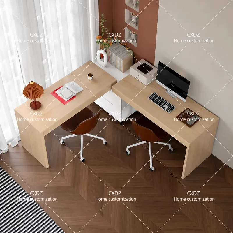 Home Office With Two Desks - Scrivania Angolare Doppia in Stile Nordico,